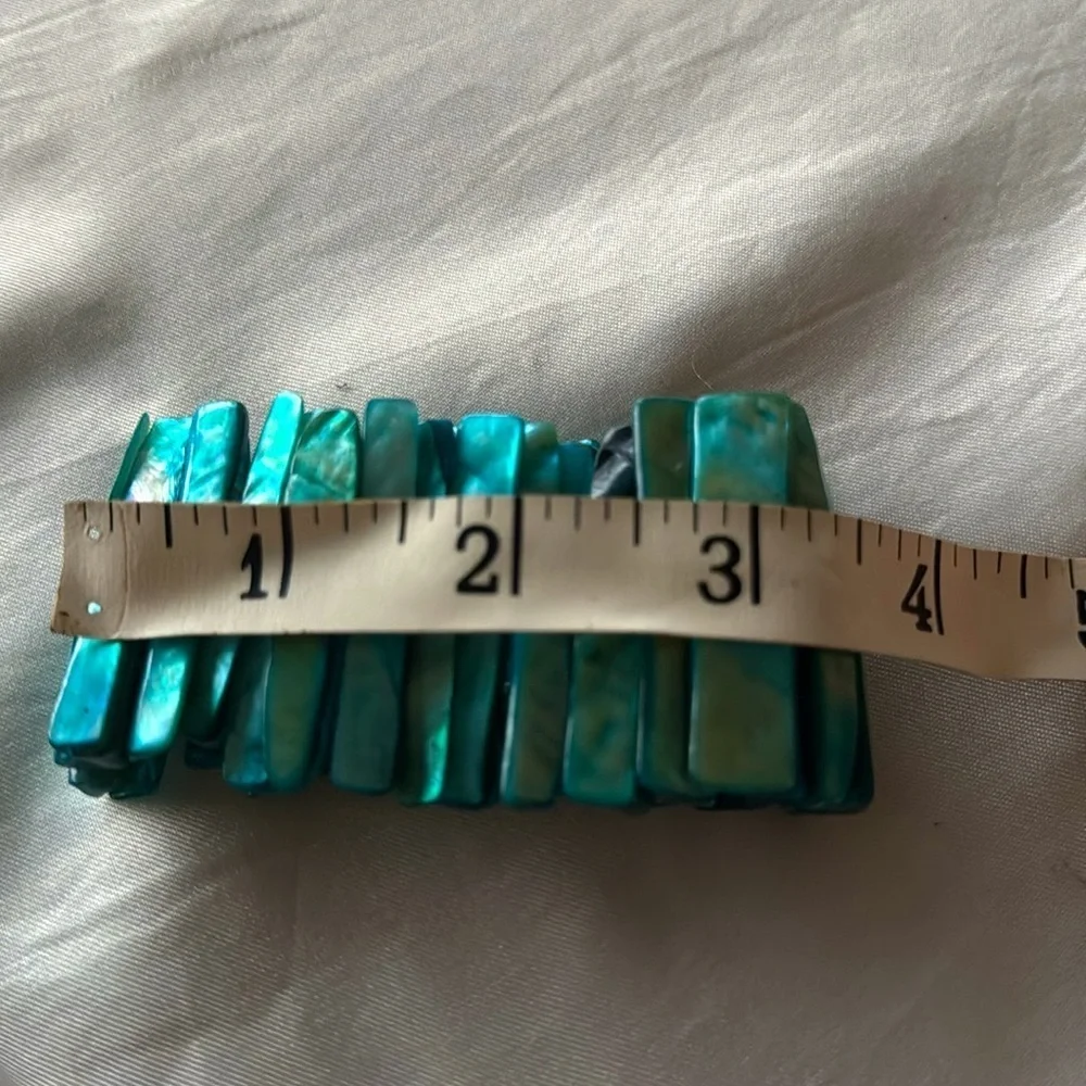 Turquoise Abalone Mother of Pearl Shell Stretch Bracelet